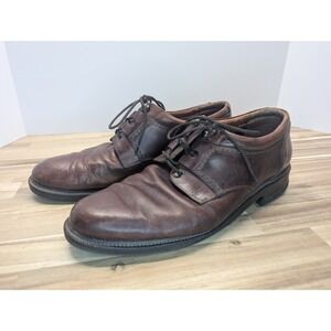 Johnston & Murphy Brown Leather Lace Up Dress Shoes Mens 10.5 M Made In Italy...